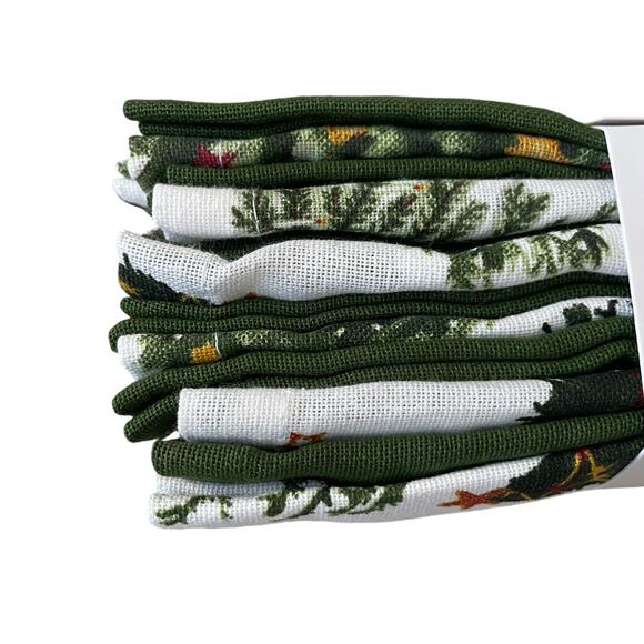 Rachel Ashwell Farmhouse CHRISTMAS TREE Cotton Napkins 12pc Green White New - Picture 13 of 16